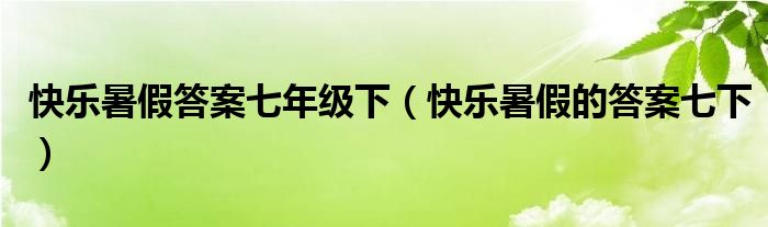 快乐暑假答案七年级下（快乐暑假的答案七下）