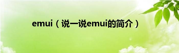 emui（说一说emui的简介）