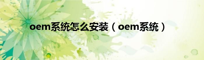 oem系统怎么安装（oem系统）