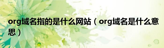 org域名指的是什么网站（org域名是什么意思）