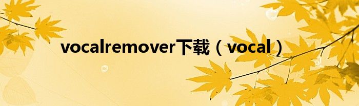 vocalremover下载（vocal）