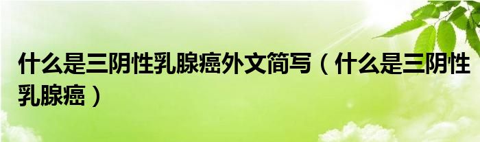 什么是三阴性乳腺癌外文简写（什么是三阴性乳腺癌）