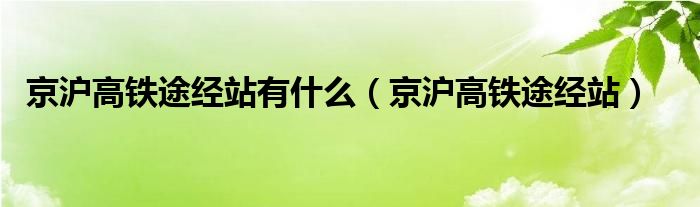 京沪高铁途经站有什么（京沪高铁途经站）