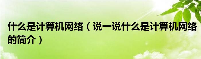 什么是计算机网络（说一说什么是计算机网络的简介）