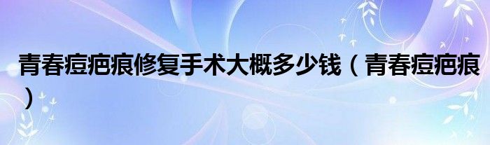 青春痘疤痕修复手术大概多少钱（青春痘疤痕）