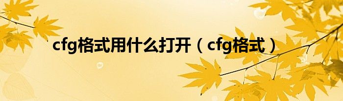 cfg格式用什么打开（cfg格式）