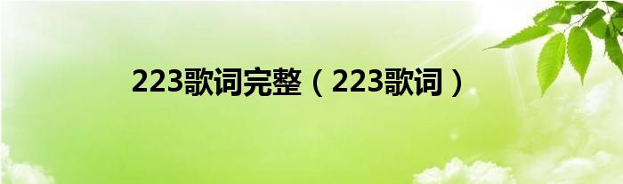 223歌词完整（223歌词）