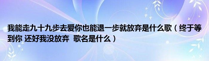 我能走九十九步去爱你也能退一步就放弃是什么歌（终于等到你 还好我没放弃  歌名是什么）