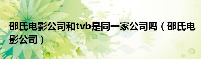 邵氏电影公司和tvb是同一家公司吗（邵氏电影公司）