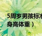 5周岁男孩标准身高体重（5周岁半男孩标准身高体重）