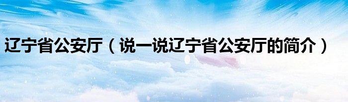 辽宁省公安厅（说一说辽宁省公安厅的简介）