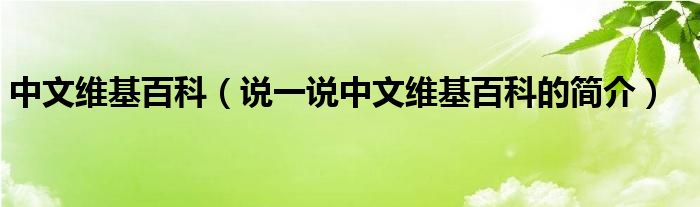 中文维基百科（说一说中文维基百科的简介）