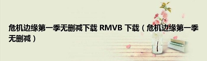 危机边缘第一季无删减下载 RMVB 下载（危机边缘第一季无删减）