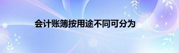 会计账簿按用途不同可分为