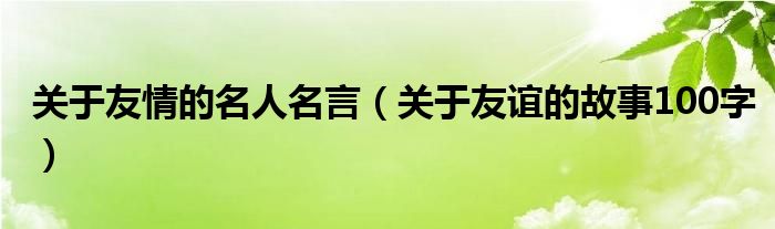 关于友情的名人名言（关于友谊的故事100字）