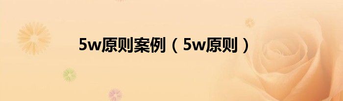 5w原则案例（5w原则）