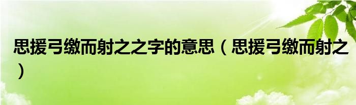 思援弓缴而射之之字的意思（思援弓缴而射之）