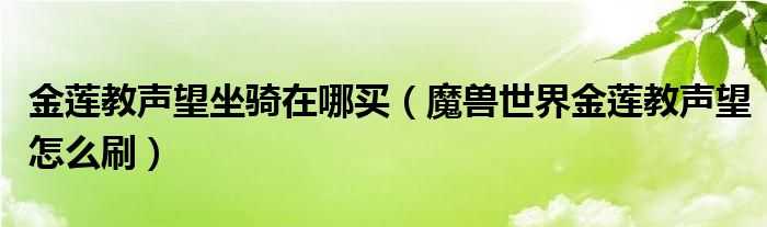 金莲教声望坐骑在哪买（魔兽世界金莲教声望怎么刷）