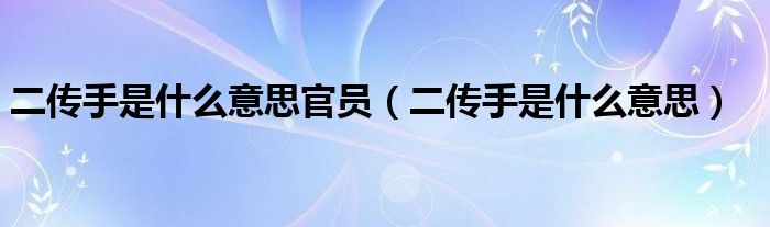 二传手是什么意思官员（二传手是什么意思）