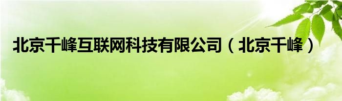 北京千峰互联网科技有限公司（北京千峰）