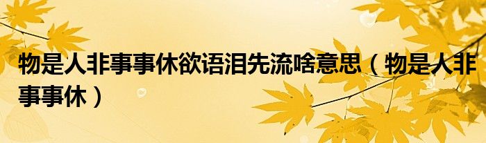 物是人非事事休欲语泪先流啥意思（物是人非事事休）