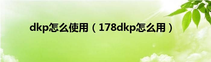 dkp怎么使用（178dkp怎么用）