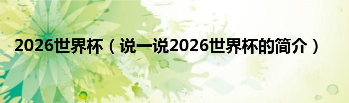 2026世界杯（说一说2026世界杯的简介）