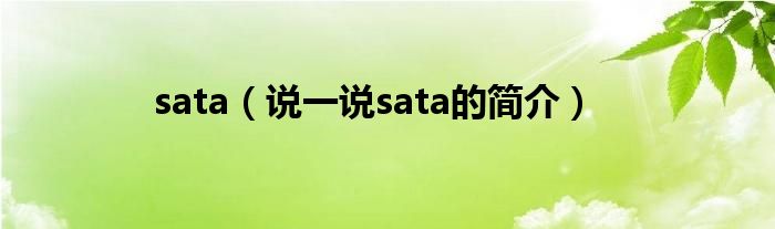 sata（说一说sata的简介）