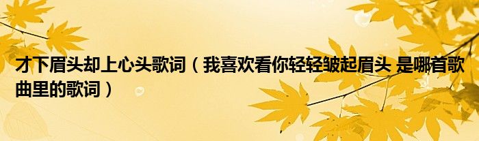 才下眉头却上心头歌词（我喜欢看你轻轻皱起眉头 是哪首歌曲里的歌词）