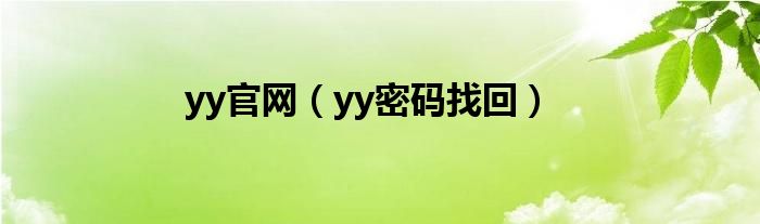 yy官网（yy密码找回）