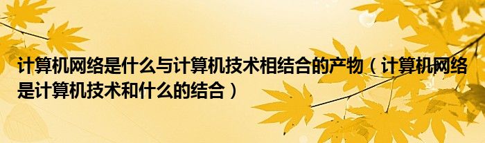 计算机网络是什么与计算机技术相结合的产物（计算机网络是计算机技术和什么的结合）