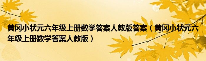 黄冈小状元六年级上册数学答案人教版答案（黄冈小状元六年级上册数学答案人教版）