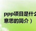 ppp项目是什么意思（说一说ppp项目是什么意思的简介）