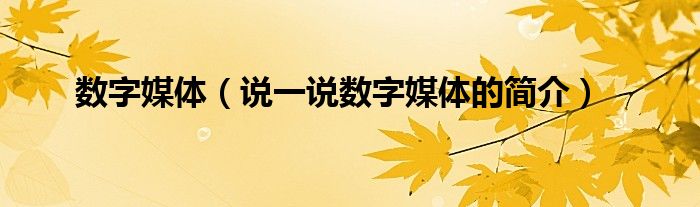 数字媒体（说一说数字媒体的简介）