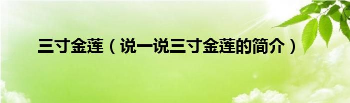 三寸金莲（说一说三寸金莲的简介）