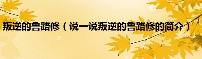 叛逆的鲁路修（说一说叛逆的鲁路修的简介）