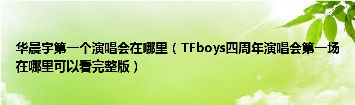 华晨宇第一个演唱会在哪里（TFboys四周年演唱会第一场在哪里可以看完整版）