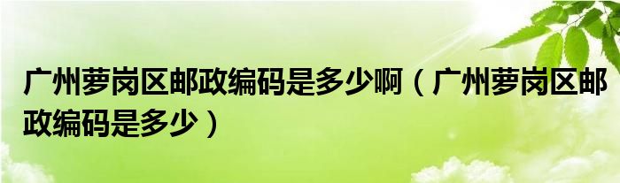 广州萝岗区邮政编码是多少啊（广州萝岗区邮政编码是多少）