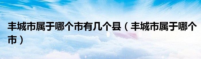 丰城市属于哪个市有几个县（丰城市属于哪个市）