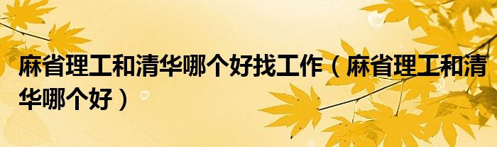 麻省理工和清华哪个好找工作（麻省理工和清华哪个好）