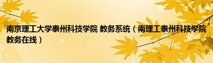 南京理工大学泰州科技学院 教务系统（南理工泰州科技学院教务在线）