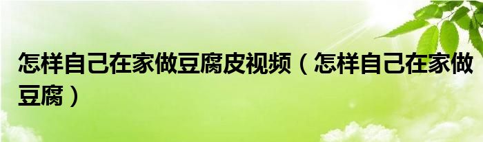 怎样自己在家做豆腐皮视频（怎样自己在家做豆腐）