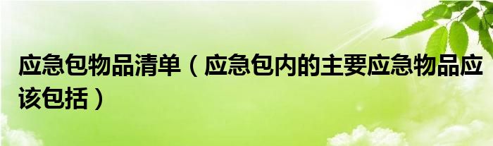 应急包物品清单（应急包内的主要应急物品应该包括）