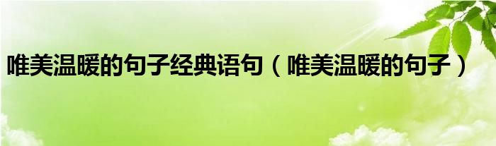 唯美温暖的句子经典语句（唯美温暖的句子）