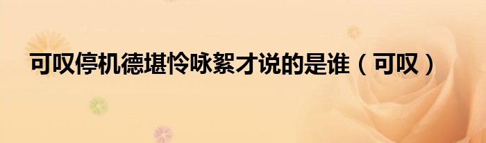 可叹停机德堪怜咏絮才说的是谁（可叹）