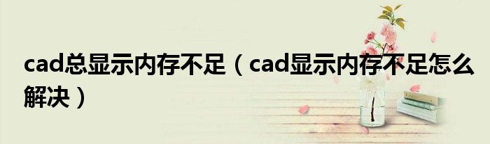 cad总显示内存不足（cad显示内存不足怎么解决）