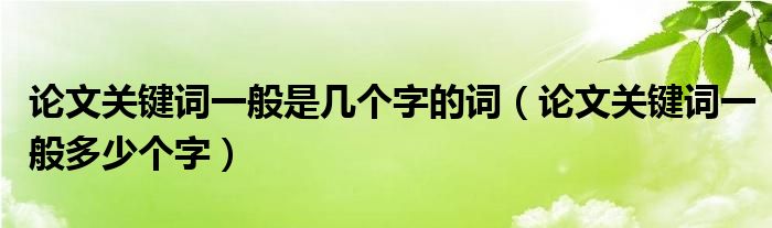 论文关键词一般是几个字的词（论文关键词一般多少个字）