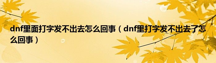 dnf里面打字发不出去怎么回事（dnf里打字发不出去了怎么回事）