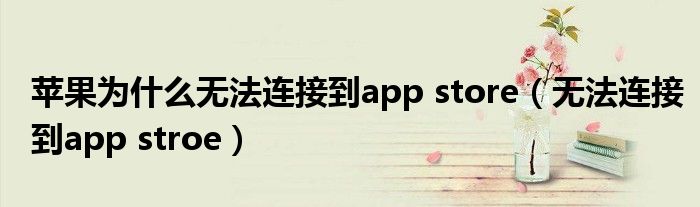 苹果为什么无法连接到app store（无法连接到app stroe）