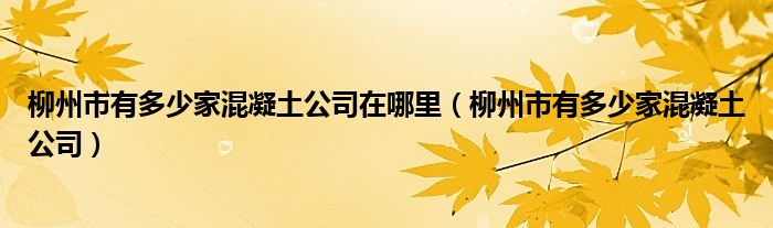 柳州市有多少家混凝土公司在哪里（柳州市有多少家混凝土公司）